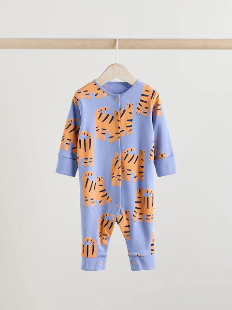 Blue/Green Footless Baby Sleepsuits 3 Pack