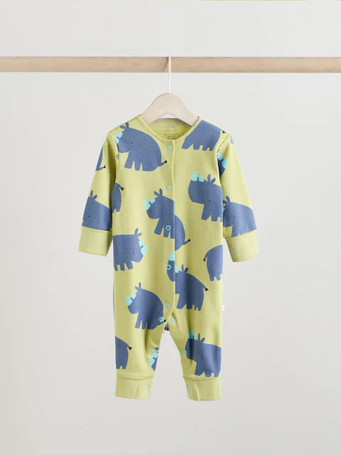 Blue/Green Footless Baby Sleepsuits 3 Pack