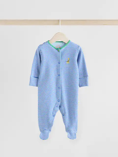 Blue Baby Embroidered Sleepsuits 3 Pack