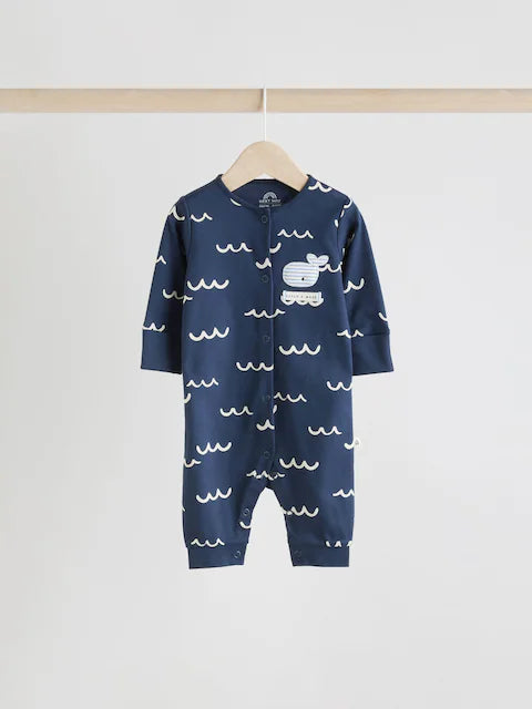 Blue Footless Sleepsuits 3 Pack
