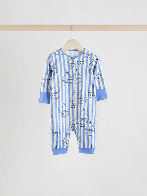Blue Footless Sleepsuits 3 Pack