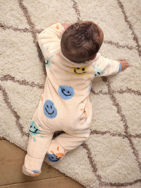 Beige Baby Zip Fleece Sleepsuit