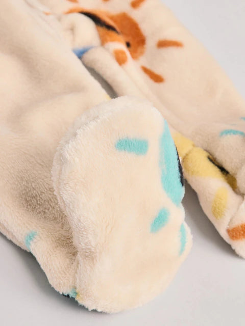 Beige Baby Zip Fleece Sleepsuit