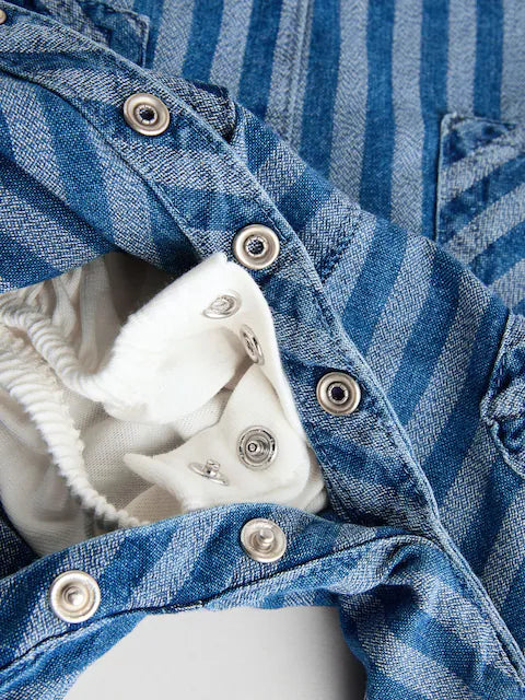 Stripe Baby Denim Dungarees and Bodysuit Set