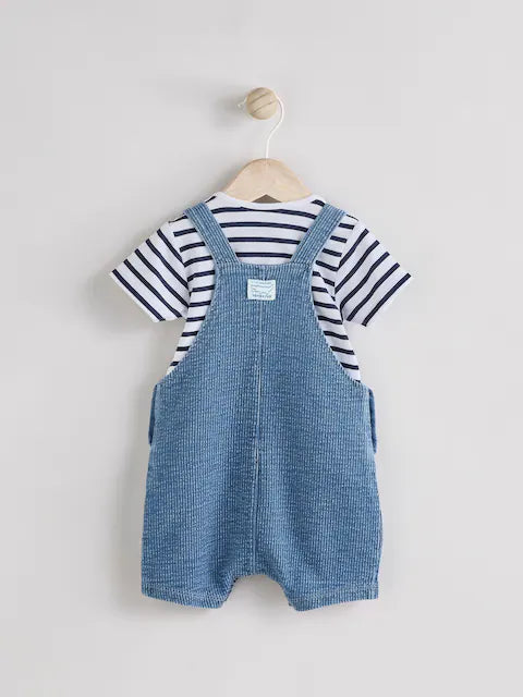 Blue Croc Baby Denim Dungaree and Bodysuit Set