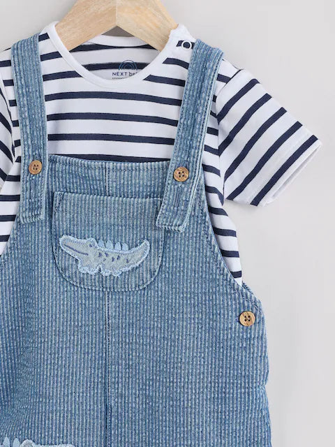 Blue Croc Baby Denim Dungaree and Bodysuit Set