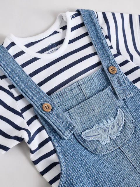 Blue Croc Baby Denim Dungaree and Bodysuit Set