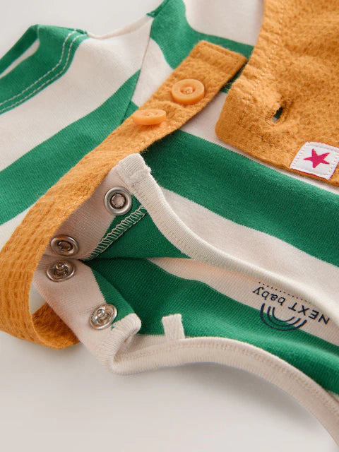 Bright Transport Baby Woven Dungaree and Bodysuit Set