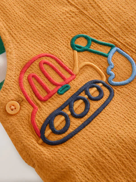 Bright Transport Baby Woven Dungaree and Bodysuit Set