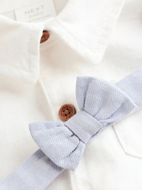 Blue Shirt Body, Shorts and Braces Baby 4 Piece Set