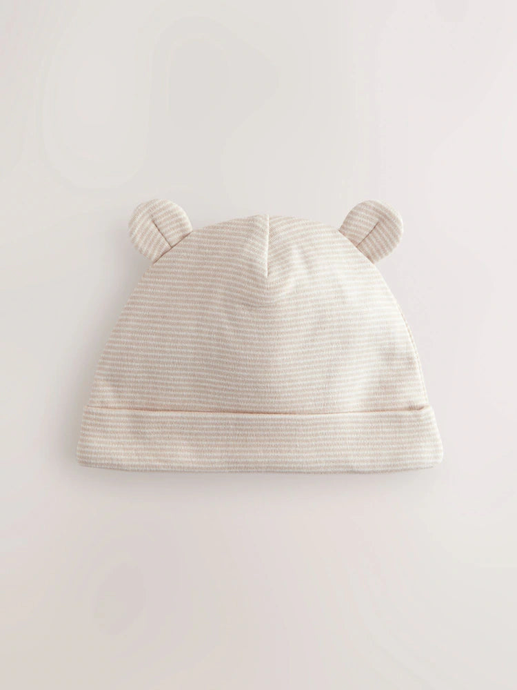 Blue Baby Stripe 100% Cotton Beanies 3 Pack