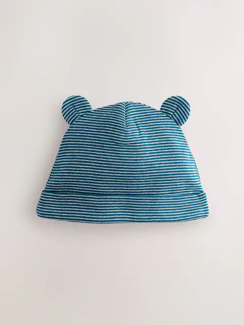 Blue Baby Stripe 100% Cotton Beanies 3 Pack