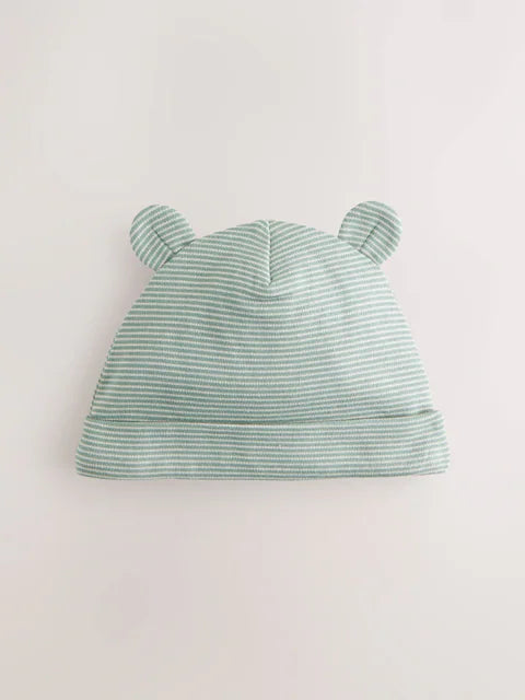 Blue Baby Stripe 100% Cotton Beanies 3 Pack