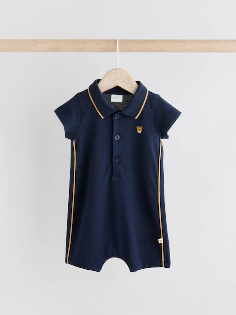 Blue/White Textured Baby Rompers 2 Pack