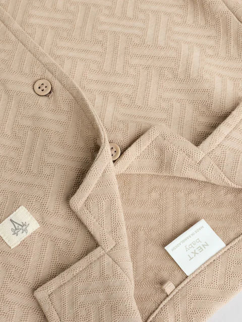 Blue/Neutral Textured Baby Rompers 2 Pack