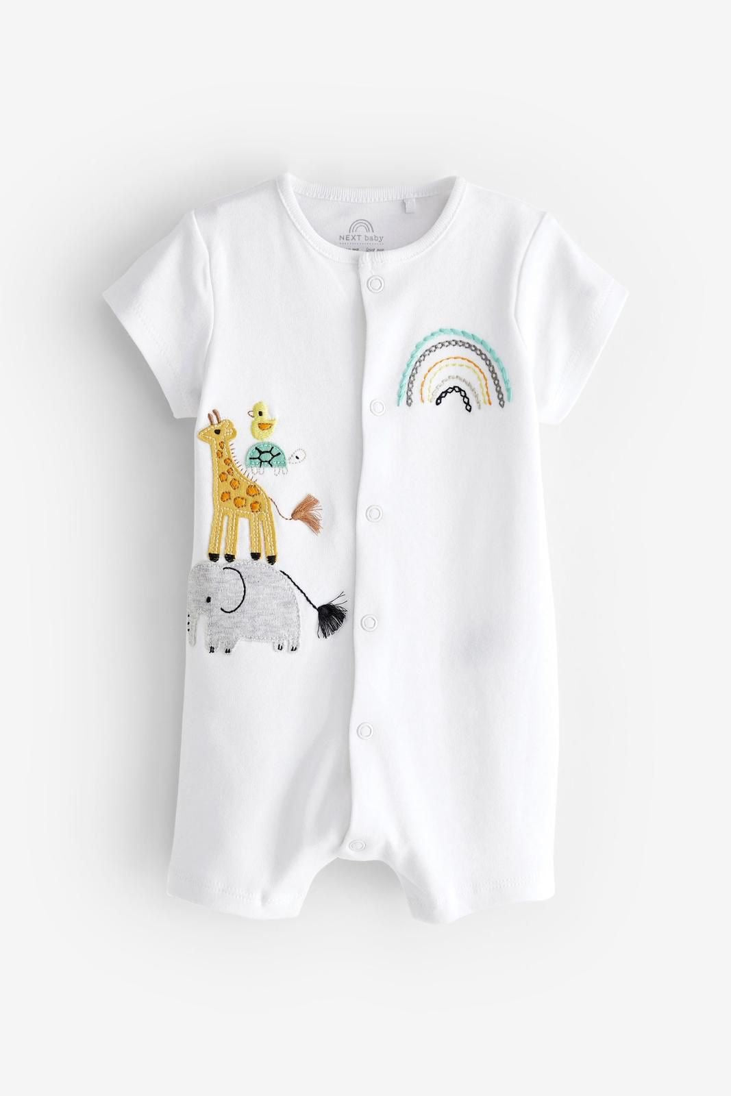 White Animal rompers pack of 3