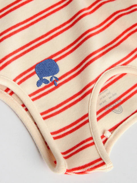 Blue/Red Stripe Nautical Baby Vest Bodysuits 5 Pack