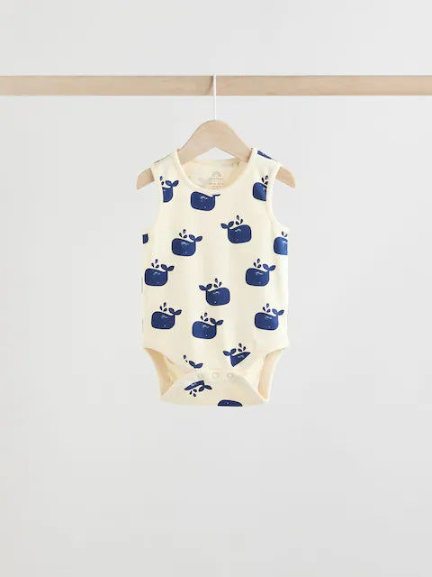 Blue/Red Stripe Nautical Baby Vest Bodysuits 5 Pack