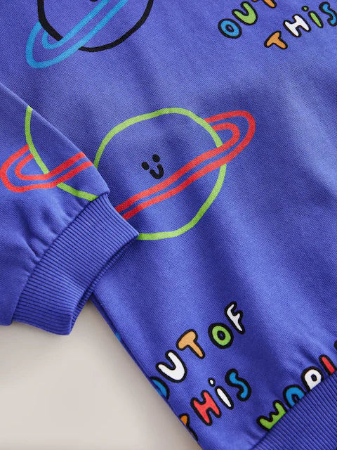 Blue Space All-Over Print Crew Neck Sweatshirt