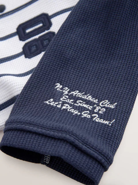 White/Navy Baseball Short Sleeve Jersey Shirt & Shorts Set