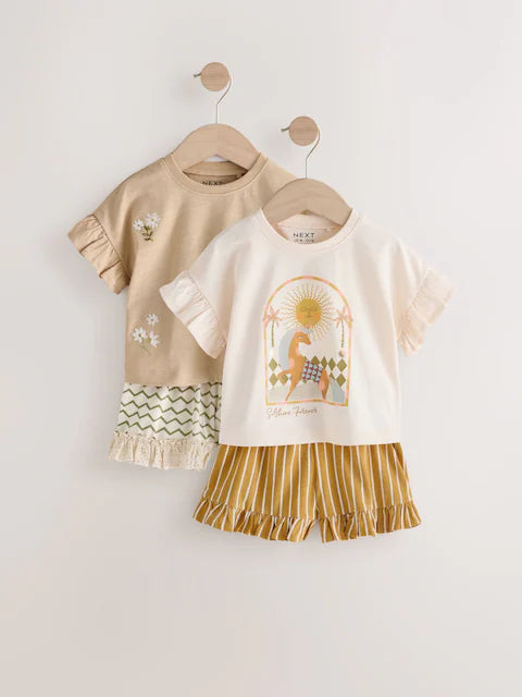 Yellow Short Sleeve T-Shirt & Shorts 2 Pack Set