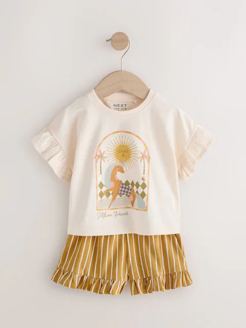 Yellow Short Sleeve T-Shirt & Shorts 2 Pack Set
