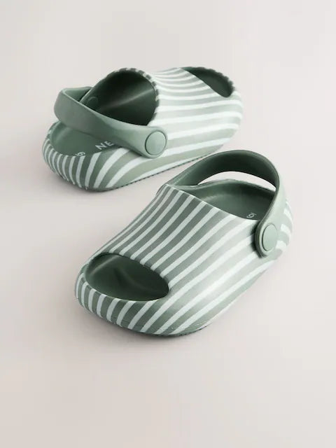 Sage Green Stripe Sliders with Backstrap