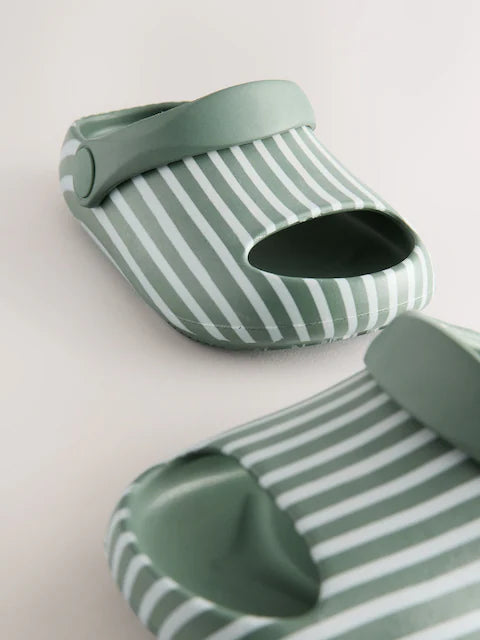 Sage Green Stripe Sliders with Backstrap