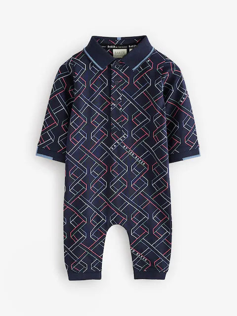 Baker by Ted Baker Navy Long Sleeve Printed Romper