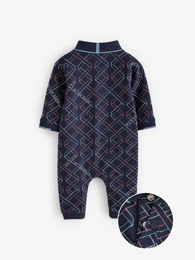 Baker by Ted Baker Navy Long Sleeve Printed Romper