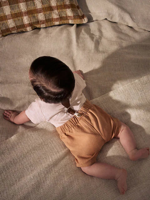 Apricot Orange Shirt Body, Shorts and Braces Baby 4 Piece Set