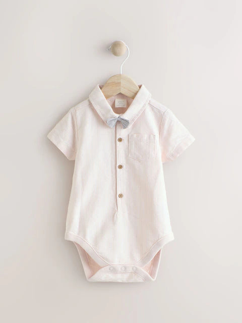 Apricot Orange Shirt Body, Shorts and Braces Baby 4 Piece Set