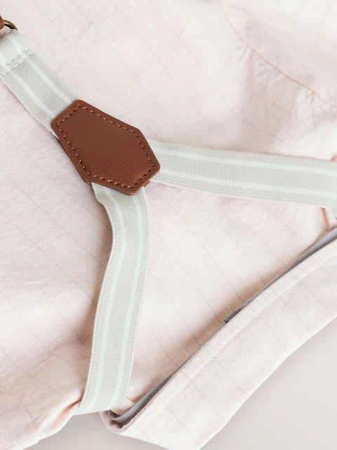 Apricot Orange Shirt Body, Shorts and Braces Baby 4 Piece Set