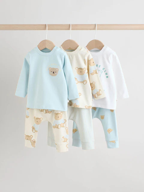 Blue Bear Baby Tops and Leggings 6 Piece Set