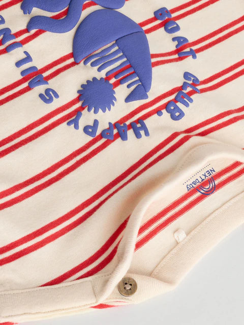 Blue/White 100% Cotton Rompers 3 Pack