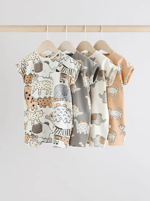 Black/White 100% Cotton Baby Rompers 4 Pack