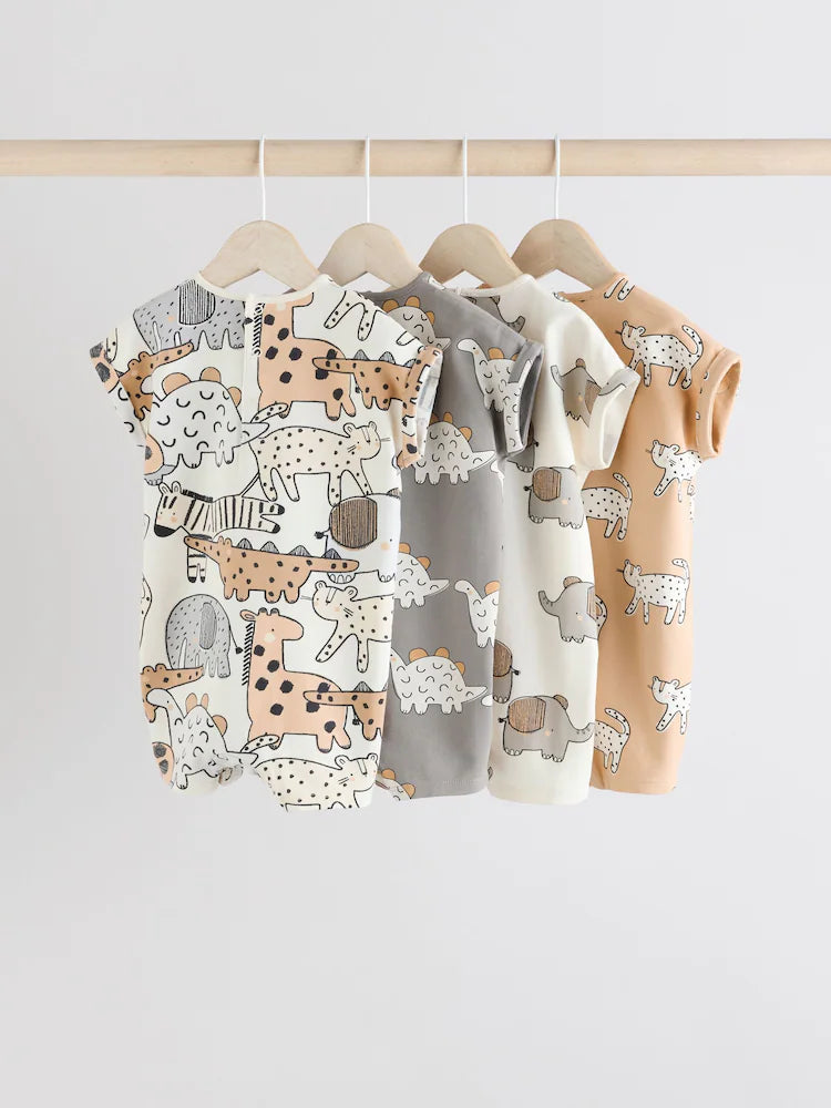 Black/White 100% Cotton Baby Rompers 4 Pack