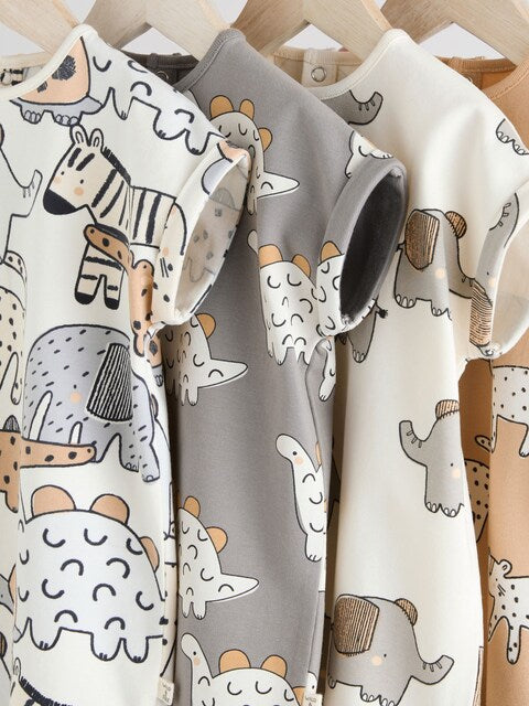 Black/White 100% Cotton Baby Rompers 4 Pack