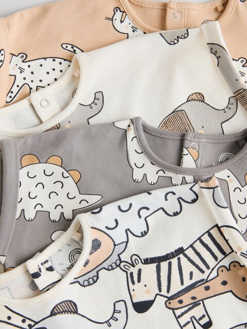 Black/White 100% Cotton Baby Rompers 4 Pack