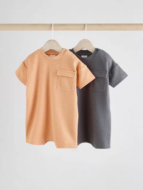 Orange/Grey Striped 2 pack Baby Romper