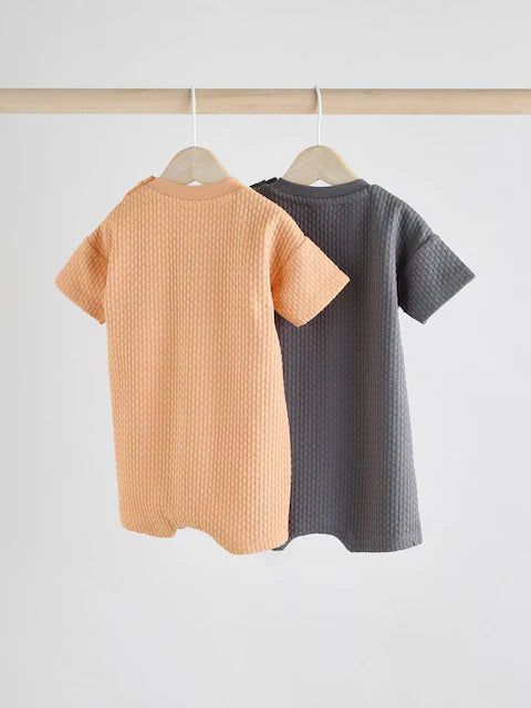 Orange/Grey Striped 2 pack Baby Romper