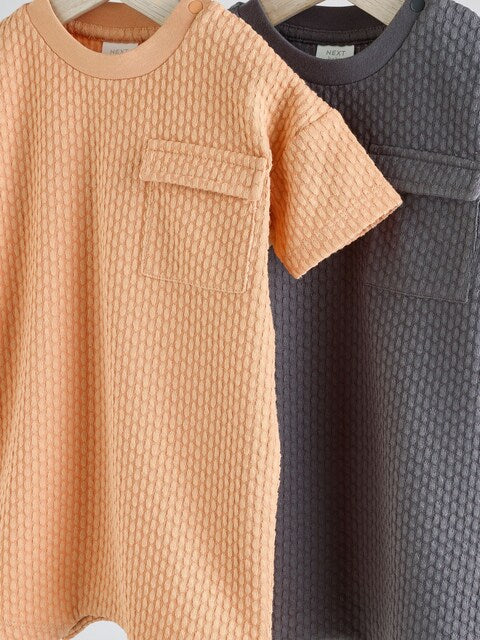 Orange/Grey Striped 2 pack Baby Romper