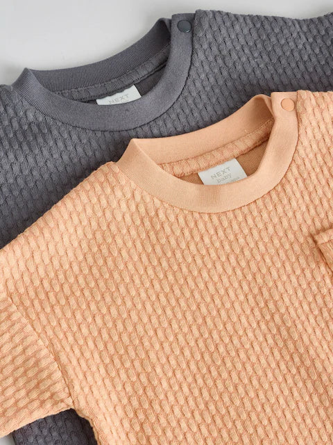 Orange/Grey Striped 2 pack Baby Romper