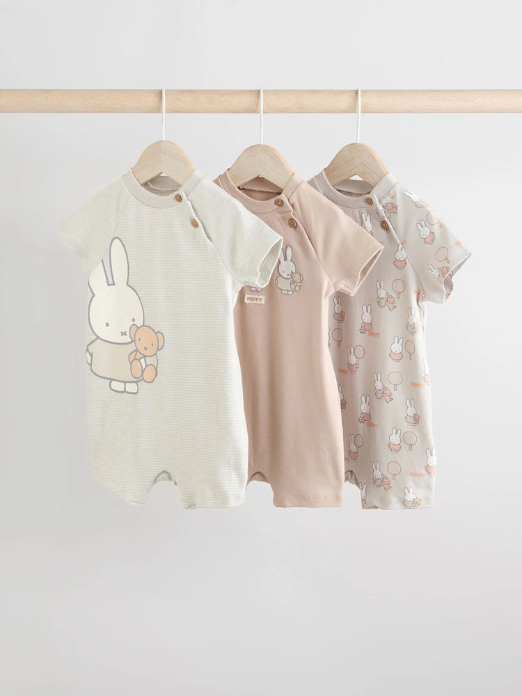 Neutral Miffy Miffy 3 Pack Baby Romper