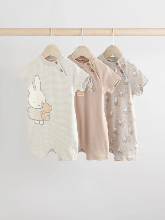 Neutral Miffy Miffy 3 Pack Baby Romper