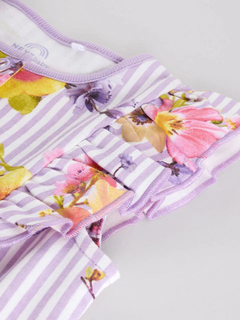 Multi Bright Floral Print Baby 100% Cotton Rompers 3 Pack