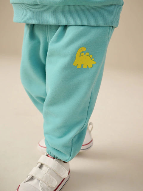 Green/Yellow Dino Jersey Sweatshirt and Joggers Set