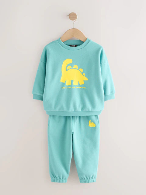 Green/Yellow Dino Jersey Sweatshirt and Joggers Set