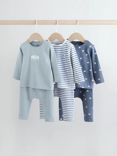Blue Hello World Tops and Leggings 6 Piece Baby Set