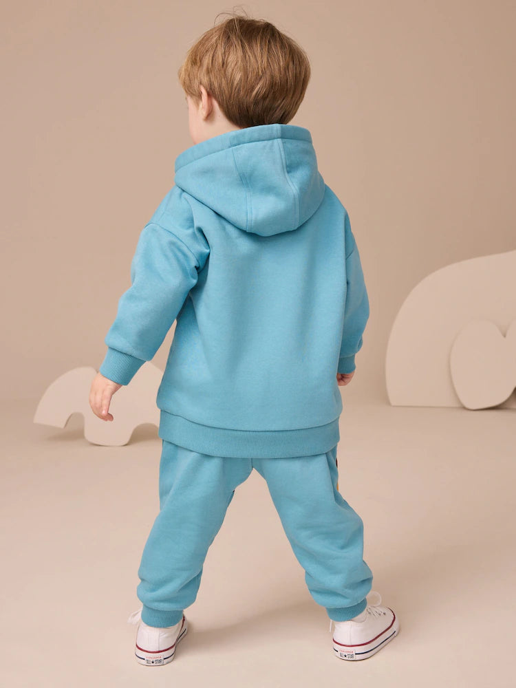 Blue Printed Hoodie And Joggers Set